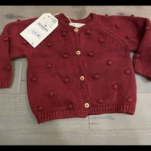 Zara little girl bobble knit cardigan red